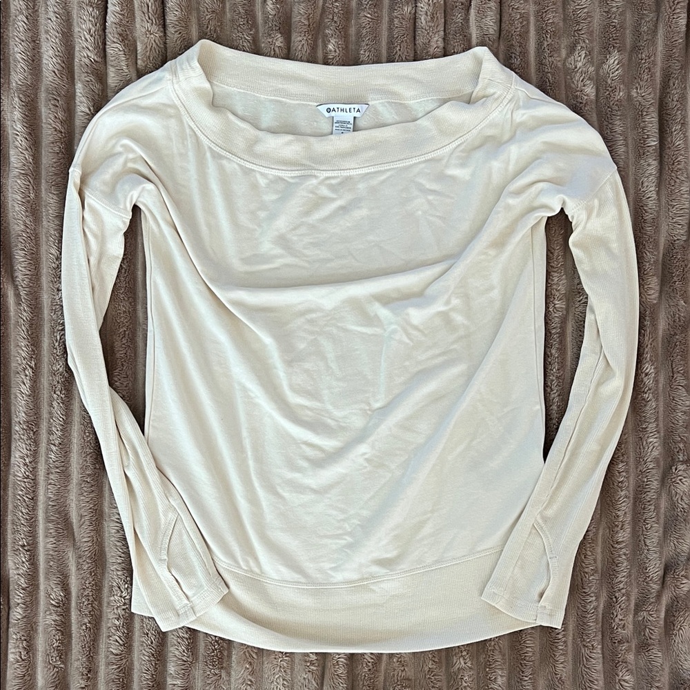 Athleta Cream Long Sleeve Blouse
